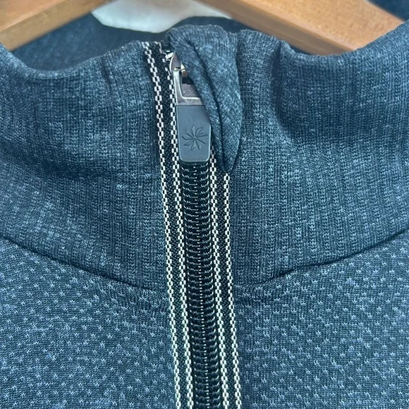 ATHLETA Charcoal Gray Quarter Zip Compression Ruched Pullover XL - Picture 3 of 7